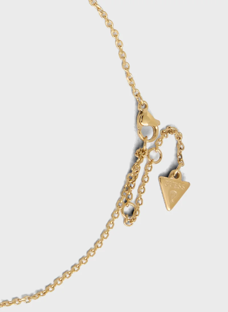 GUESS 16-18'' G Logo&Crys Charm Short Necklace