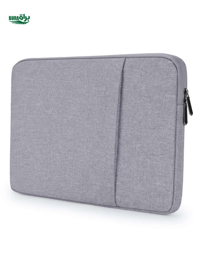 BURAQ - BUBM Laptop Sleeve Bag Compatible With MacBook Air/Pro, 13.3-15 Inch Notebook, Compatible With MacBook Pro 14 Inch M3 M2 M1 Chip Pro Max 2024-2021, Polyester Vertical Case With Pocket, Gray - Image 1