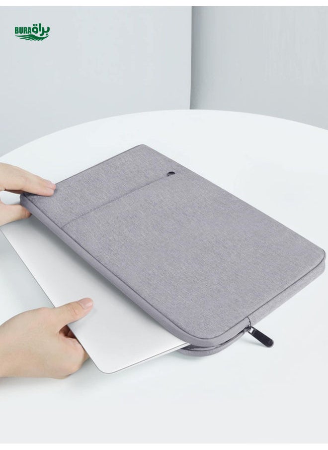 BURAQ - BUBM Laptop Sleeve Bag Compatible With MacBook Air/Pro, 13.3-15 Inch Notebook, Compatible With MacBook Pro 14 Inch M3 M2 M1 Chip Pro Max 2024-2021, Polyester Vertical Case With Pocket, Gray - Image 1