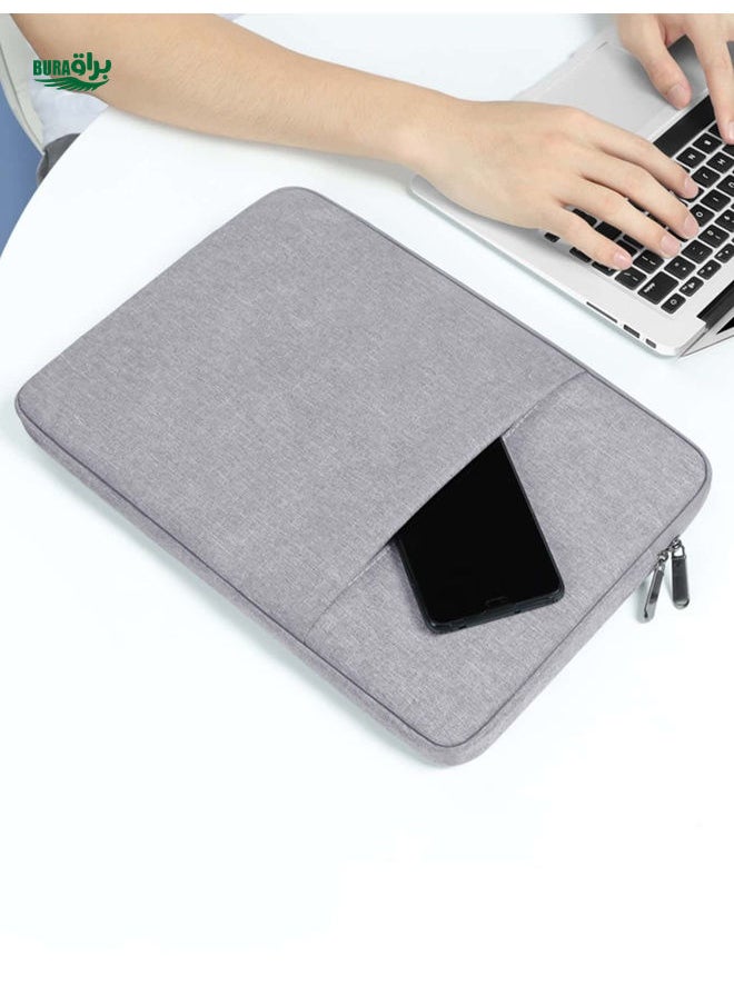 BURAQ - BUBM Laptop Sleeve Bag Compatible With MacBook Air/Pro, 13.3-15 Inch Notebook, Compatible With MacBook Pro 14 Inch M3 M2 M1 Chip Pro Max 2024-2021, Polyester Vertical Case With Pocket, Gray - Image 1