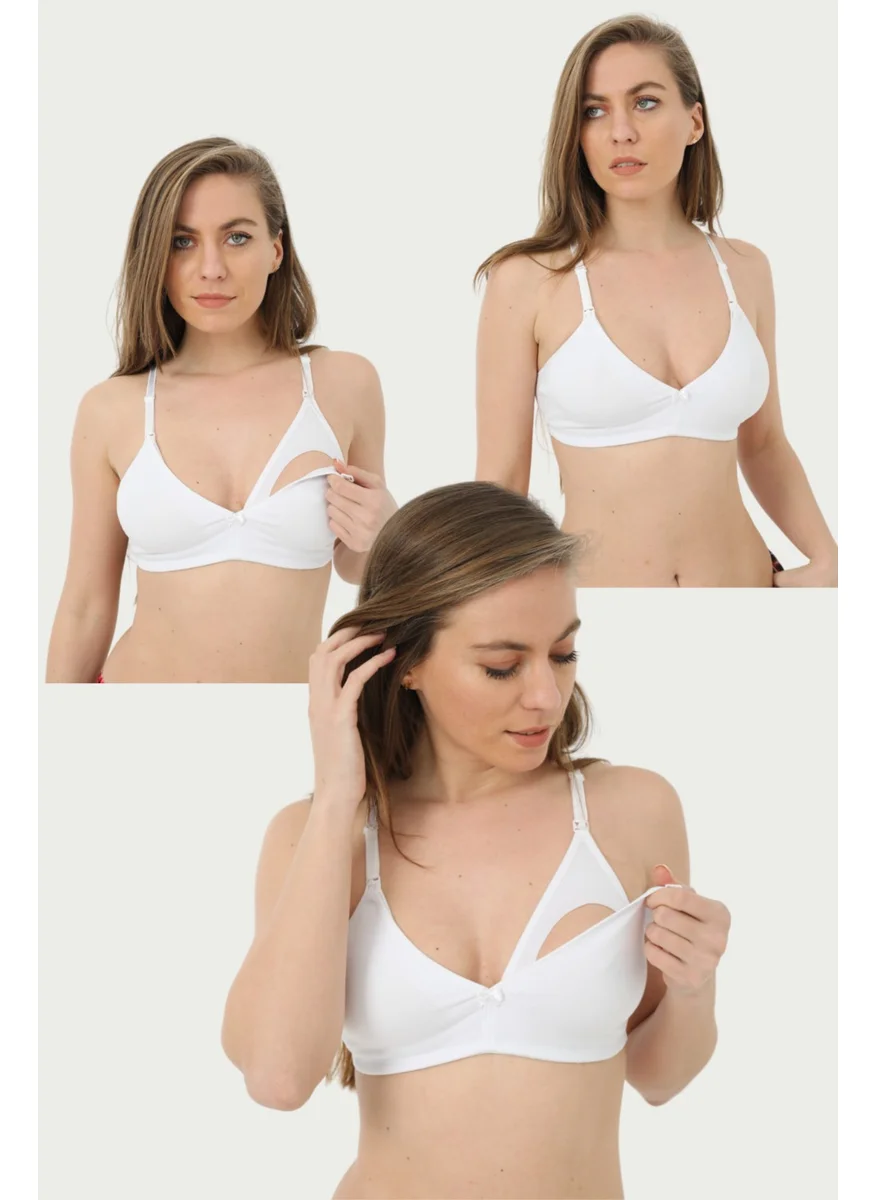 Arma Yıldız 3-Pack White Nursing Bra Cotton Lycra