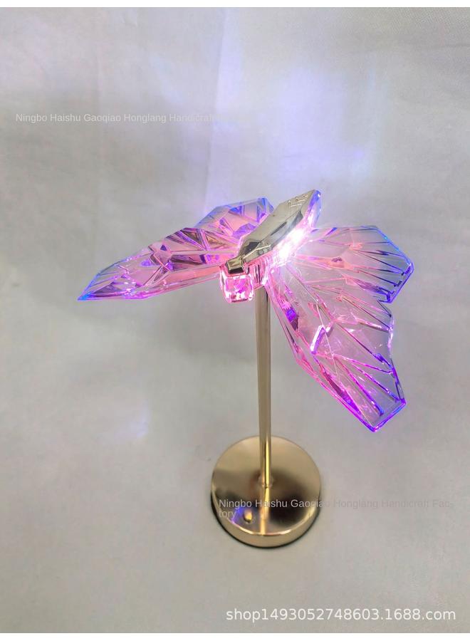 Bluejw New Metal Butterfly Crystal Lamp Decorative Table Lamp Acrylic LED Rechargeable Bedside Nightlight 1 - Image 1