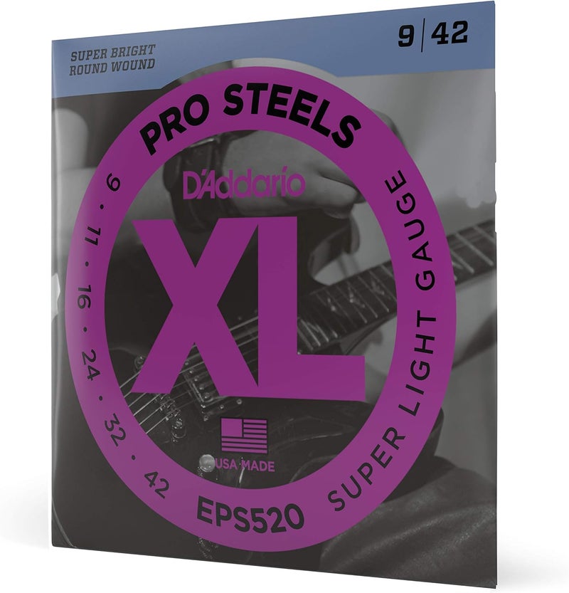 D'Addario ProSteels Electric Guitar Strings - Super Light Gauge 9-42 - EPS520 - Image 1