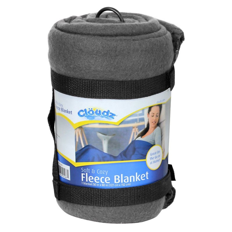 Cloudz Cozy Fleece Airplane Travel Blanket for Your Flight, Car, Camping, Home or Comforting Warmth Anywhere! - Grey - Image 1