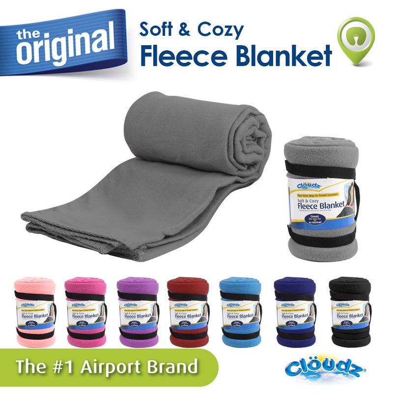 Cloudz Cozy Fleece Airplane Travel Blanket for Your Flight, Car, Camping, Home or Comforting Warmth Anywhere! - Grey - Image 2