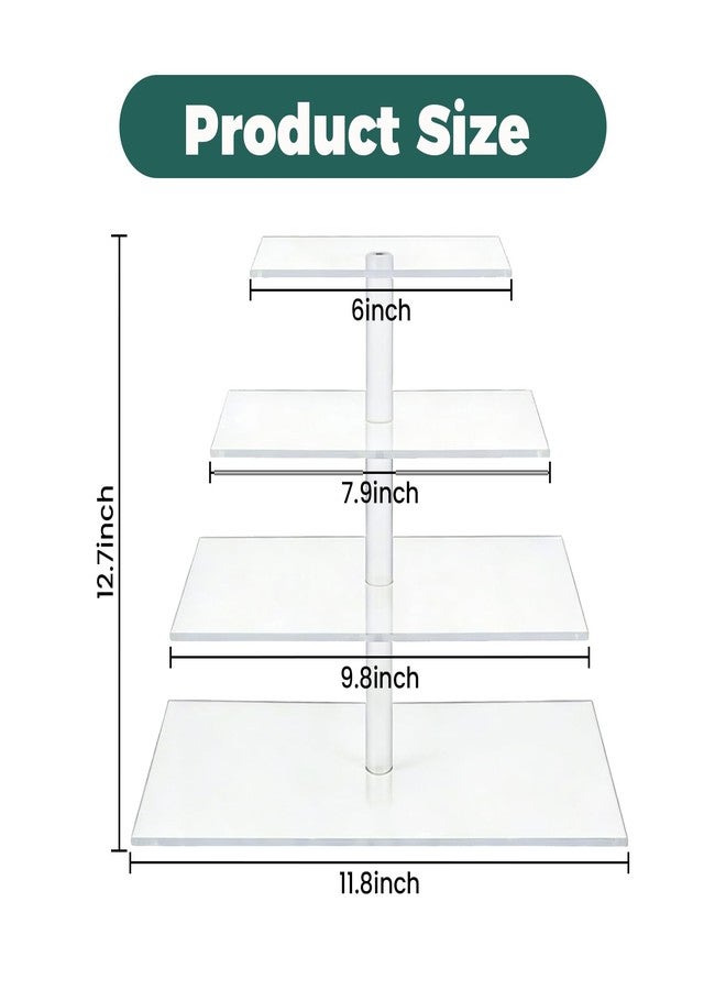 Aulufft 1 Pcs Clear Cupcakes Stand, 4-Tier Acrylic Cupcake Stand for 50 Cupcakes, Large Square Cupcake Holders for Birthday Cady Bar Décor Weddings Parties Events Anniversary - Image 2