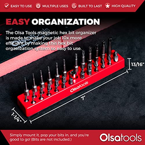Olsa Tools Hex Bit Organizer with Magnetic Base - Professional Quality Hex Bit Holder for Specialty, Drill or Tamper Bits - Red - Part: 1001 - Image 5