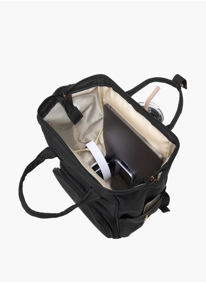 Women Textured Backpack with Adjustable Straps and Zip Closure - 18x24x39 cm