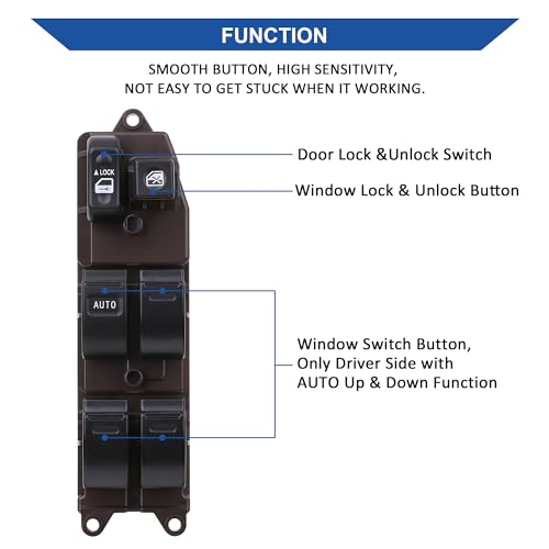 Obaee Master Door Lock Window Switch Control Button Compatible with Toyota Camry 2002-2006, Corolla/Matrix 03-08, Sienna 04-09, Tacoma 05-07, Scion xA/xB 04-06, Replace 84820AA070 901-705, 14 Pins - Image 5