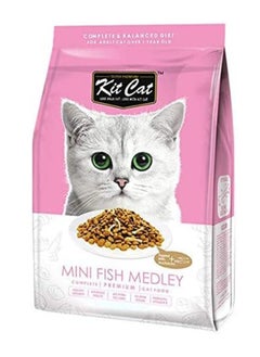 Kit Cat Cat Food Dry For Adult Cats Mini Fish Medley Flavor Flavor - 1.2kg -  Cat Dry Food Complete Nutrition with Taurine - Heart & Digestive Health - High-Quality Dry Food for Adult Cats  - Image 1