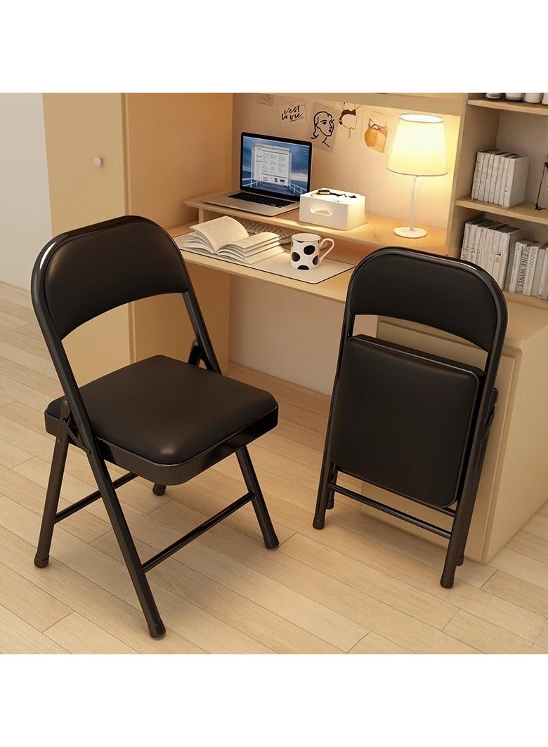 عام كرسي مكتب قابل للطي محمول، مكتب وكرسي كمبيوتر منزلي، كرسي دراسة بسيط بمسند ظهر للمبيت - Image 1