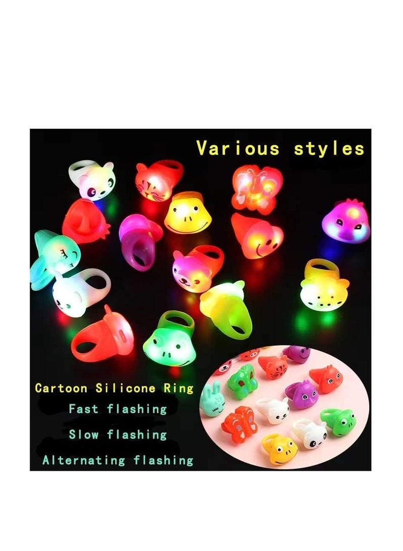 كاست ويف 27 قطعة خاتم مضيء LED، خواتم مضيئة LED لحقيبة هدايا، ألعاب صندوق الكنز لجائزة الفصل، توصيلات مضيئة في الظلام لمستلزمات حفلة عيد ميلاد الأطفال - Image 3