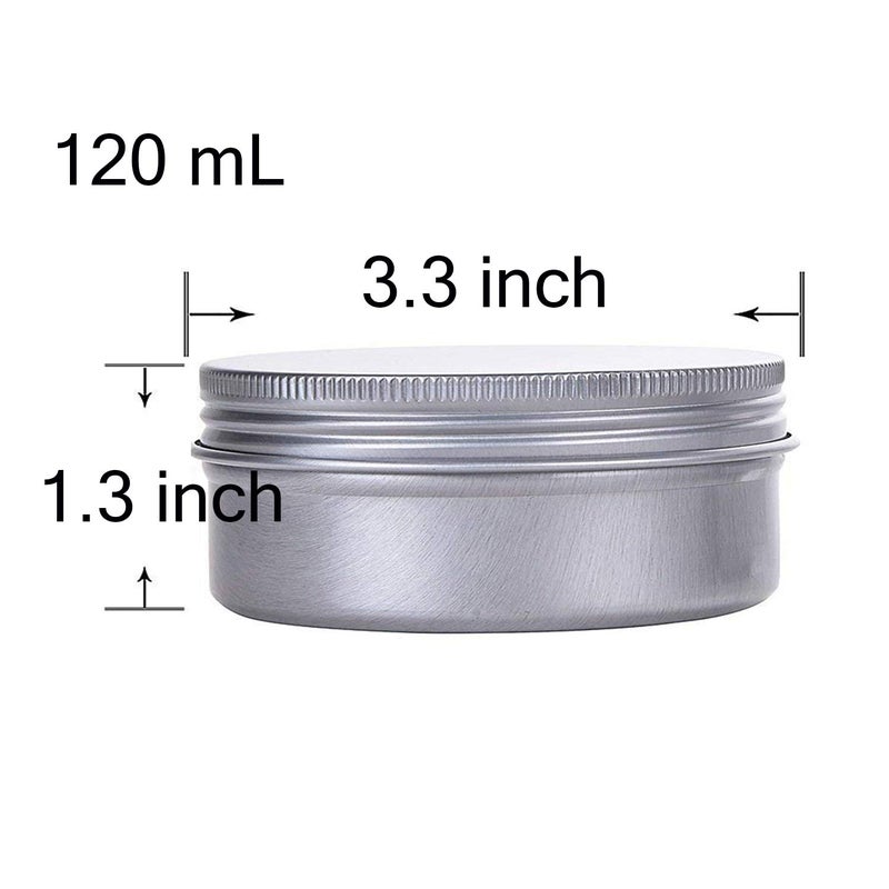 Hulless 4 Ounce Aluminum Tin Jar Refillable Containers 120 ml Aluminum Screw Lid Round Tin Container Bottle for Cosmetic,Lip Balm, Cream, 12 Pack. - Image 2