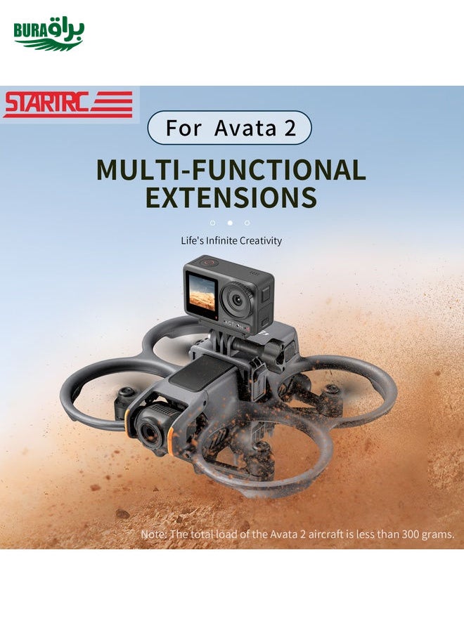 BURAQ For DJI Avata 2 STARTRC Action Camera Holder Mount Drone Expansion Bracket (Black)  - Image 2