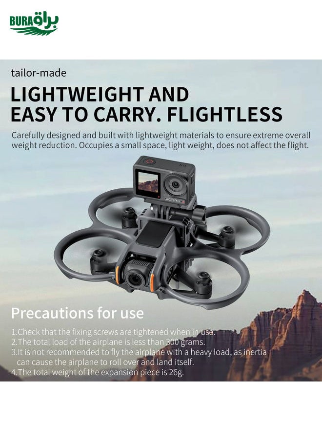 BURAQ For DJI Avata 2 STARTRC Action Camera Holder Mount Drone Expansion Bracket (Black)  - Image 4