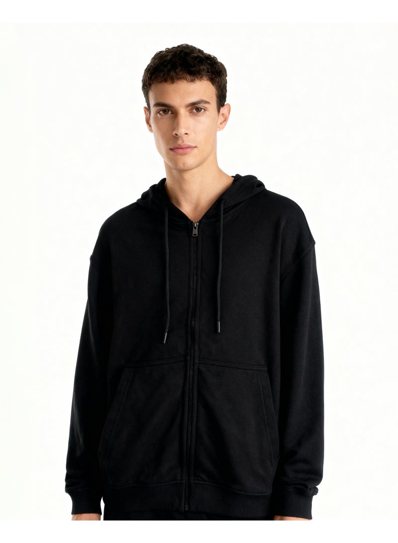 Feathers Oversized Men’s Zip-Up Hoodie 100% Cotton for Winter - Image 1