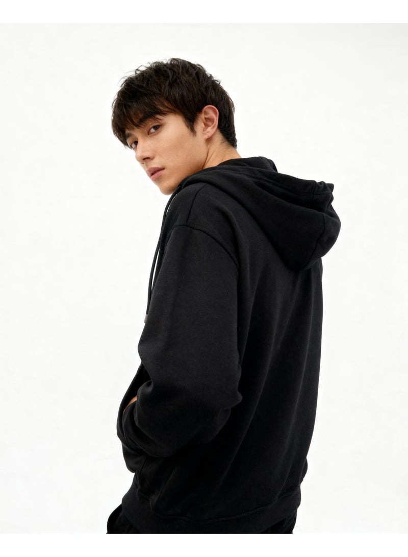 Feathers Oversized Men’s Zip-Up Hoodie 100% Cotton for Winter - Image 3