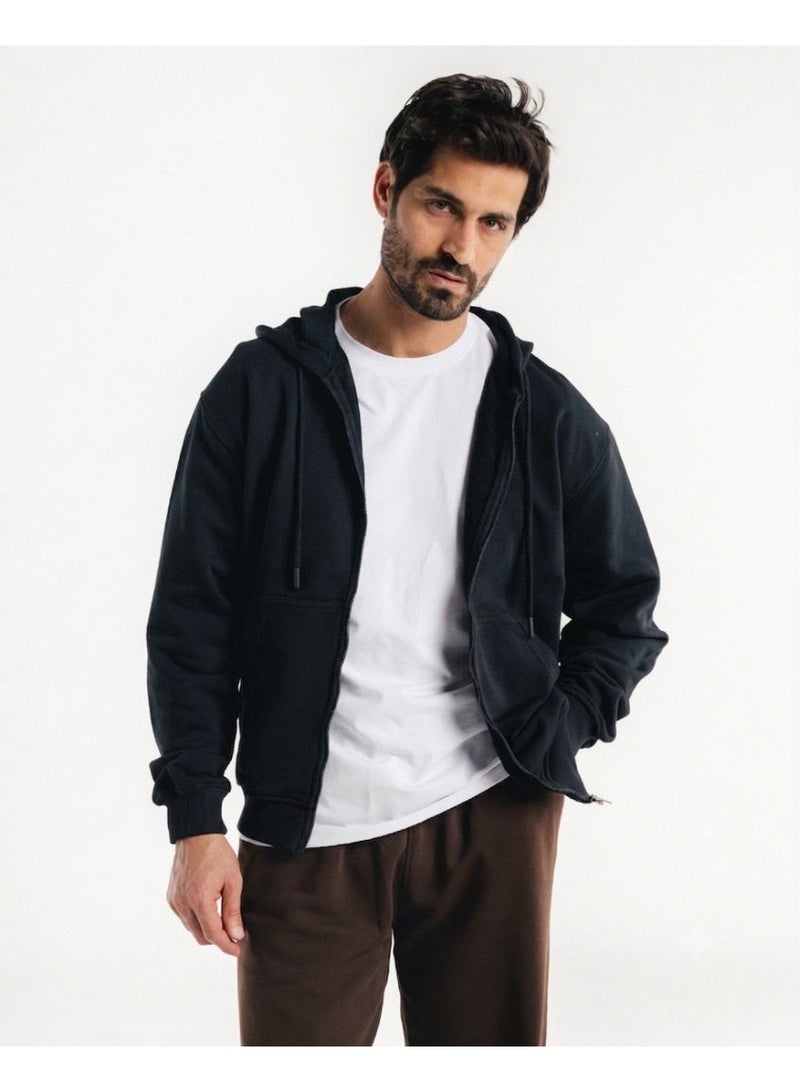 Feathers Oversized Men’s Zip-Up Hoodie 100% Cotton for Winter - Image 1