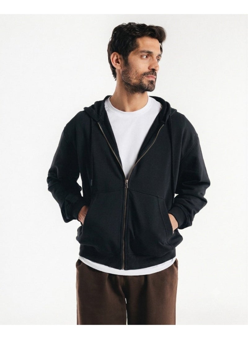 Feathers Oversized Men’s Zip-Up Hoodie 100% Cotton for Winter - Image 3