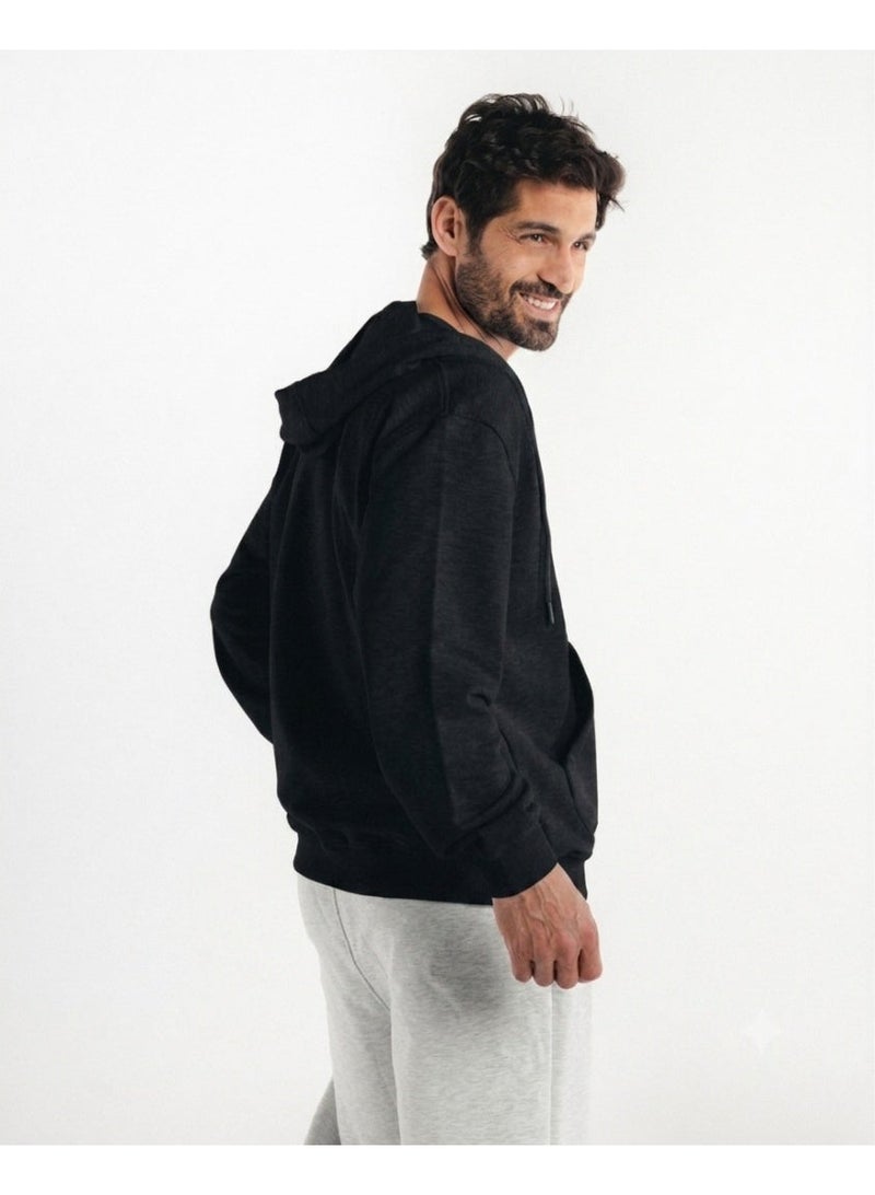Feathers Oversized Men’s Zip-Up Hoodie 100% Cotton for Winter - Image 2
