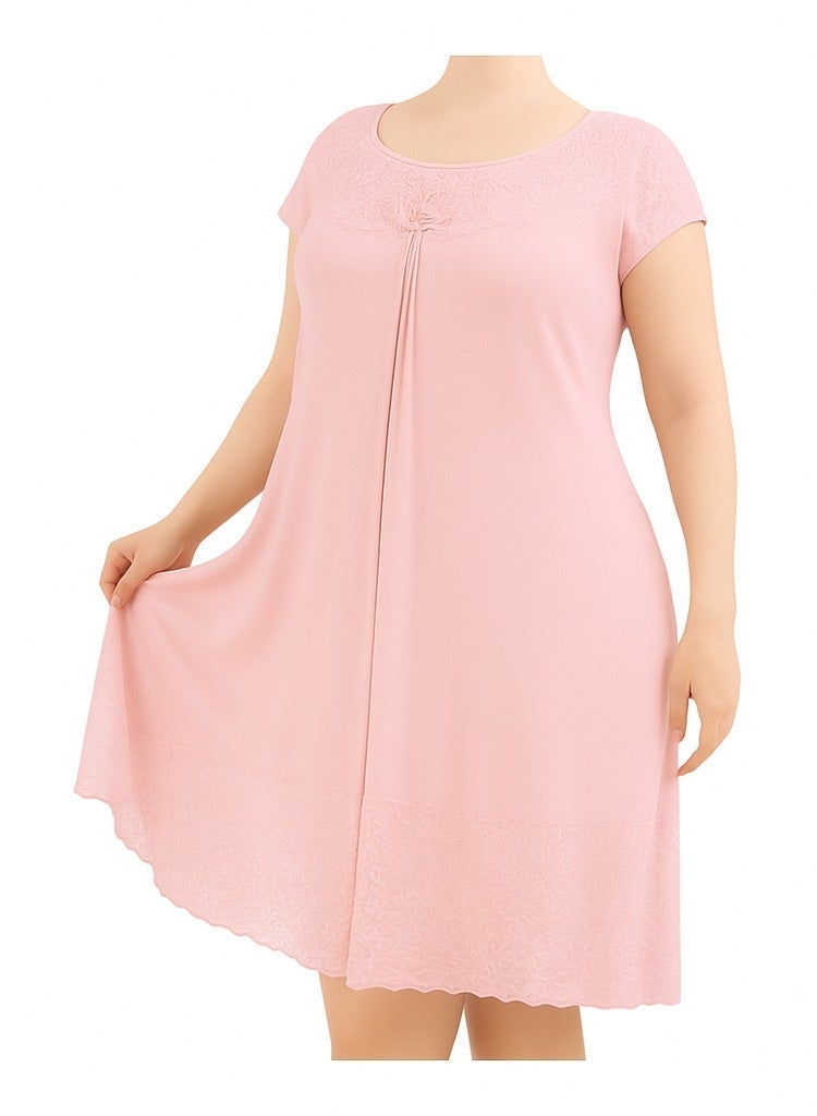 Elegant Women's Home Wear Dress with Soft Imported Lace, Loose Fit Lounge Dress, Breathable Casual Night Dress for Women, Width 40 cm, Length 110 cm, One Size Fits Up to 90 KG - Image 2