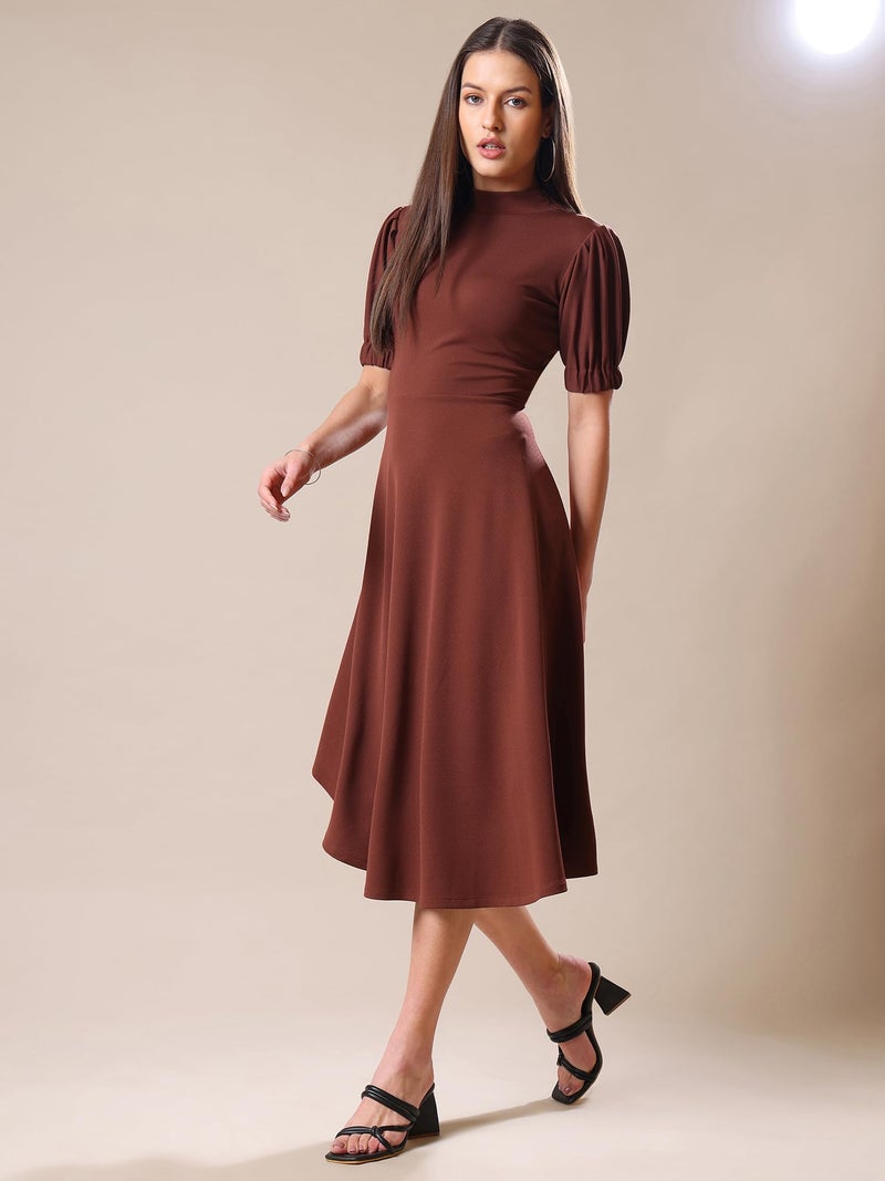 PURVAJA Women’s High-Low Knee Length Dress(Ruby-062-to-069) (in, Alpha, L, Brown) - Image 2