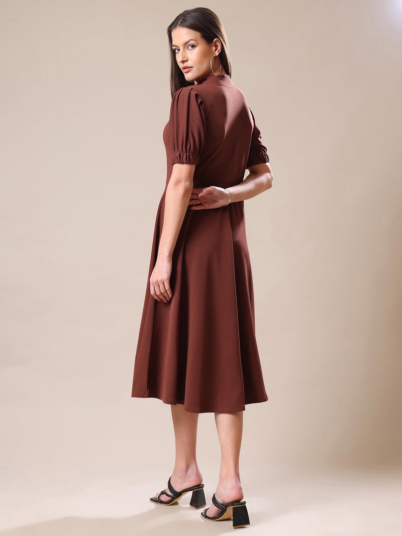 PURVAJA Women’s High-Low Knee Length Dress(Ruby-062-to-069) (in, Alpha, L, Brown) - Image 3