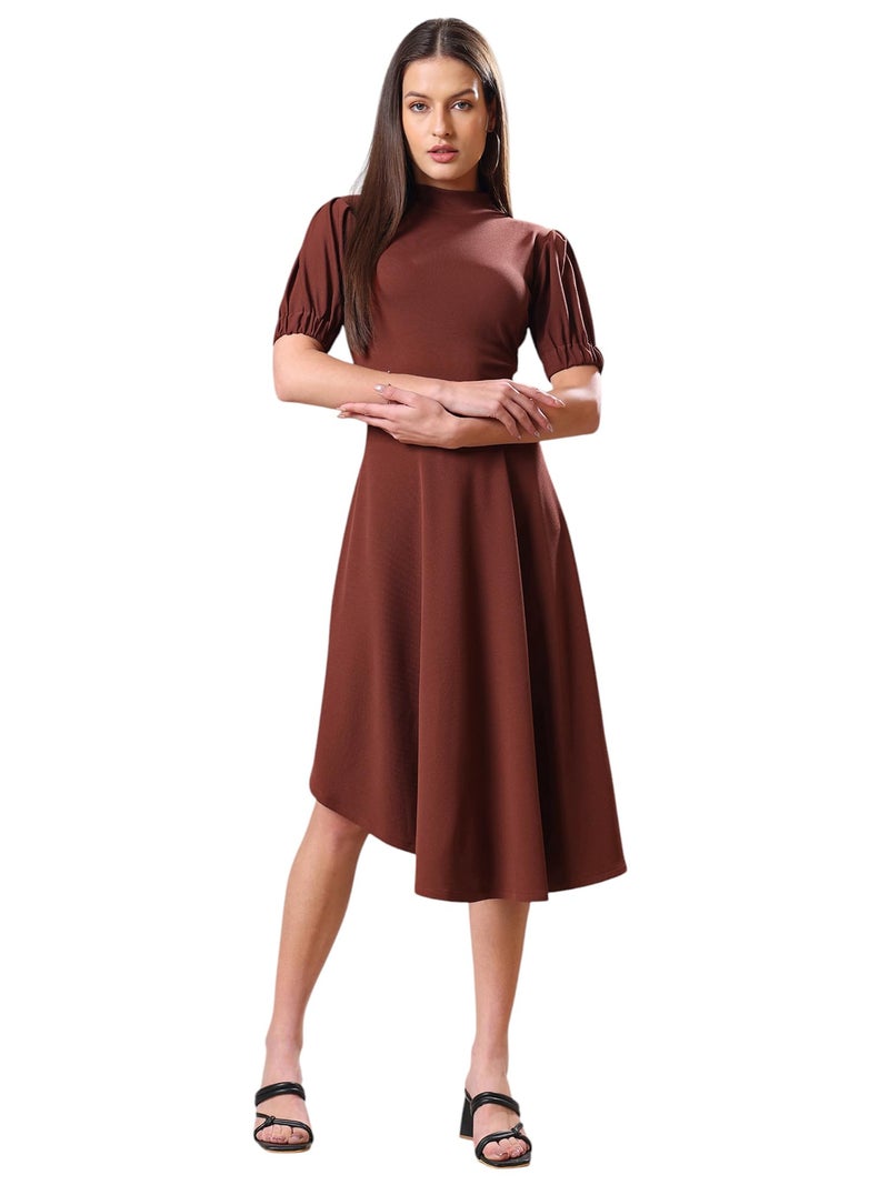 PURVAJA Women’s High-Low Knee Length Dress(Ruby-062-to-069) (in, Alpha, L, Brown) - Image 1