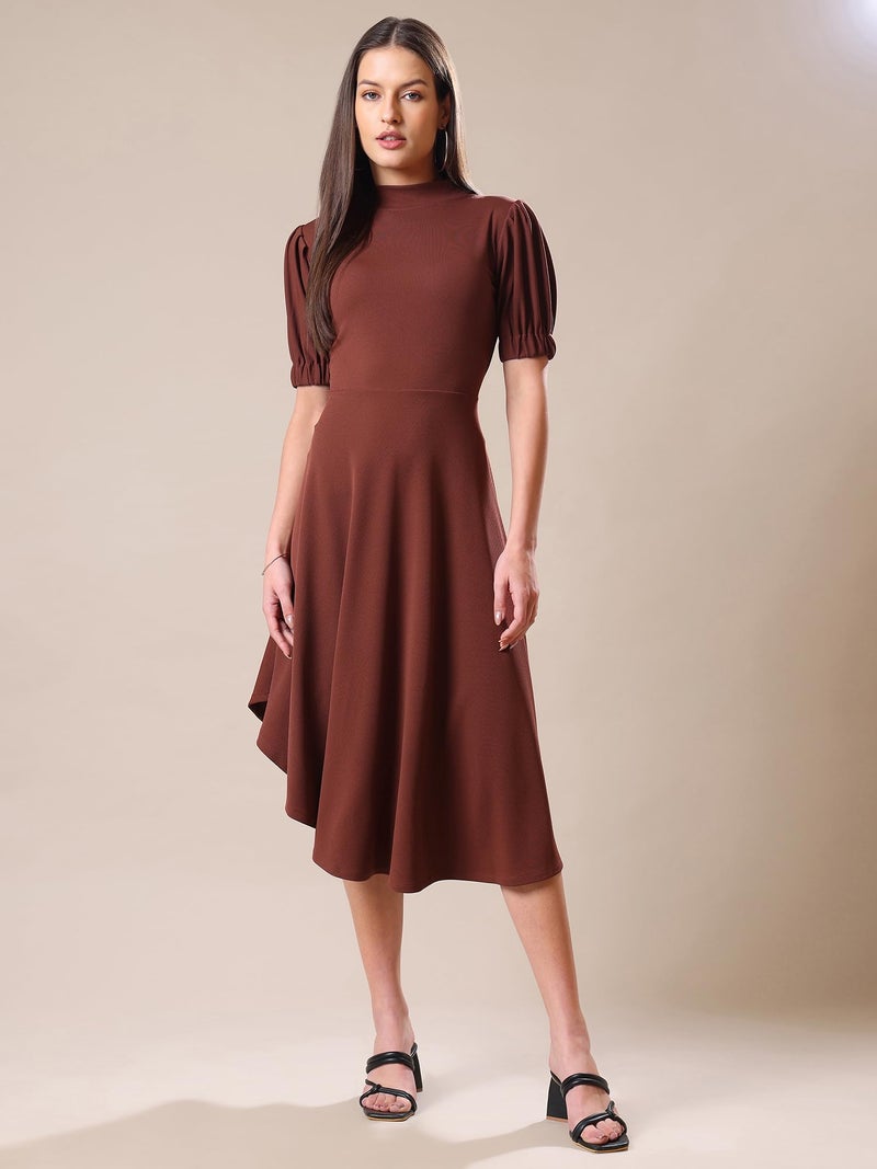 PURVAJA Women’s High-Low Knee Length Dress(Ruby-062-to-069) (in, Alpha, L, Brown) - Image 4