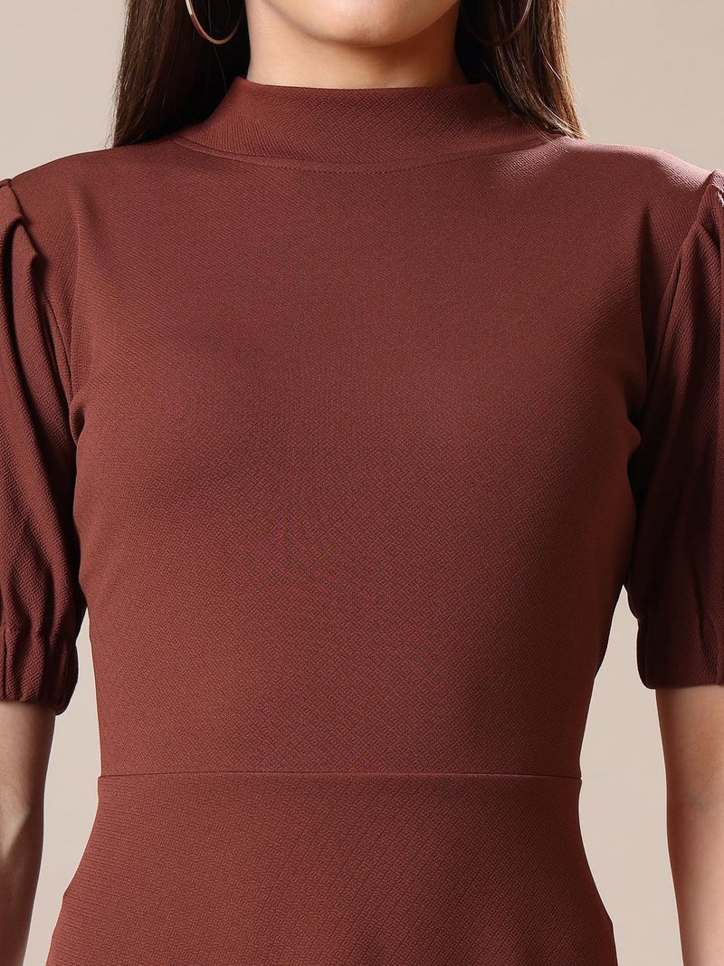 PURVAJA Women’s High-Low Knee Length Dress(Ruby-062-to-069) (in, Alpha, L, Brown) - Image 5