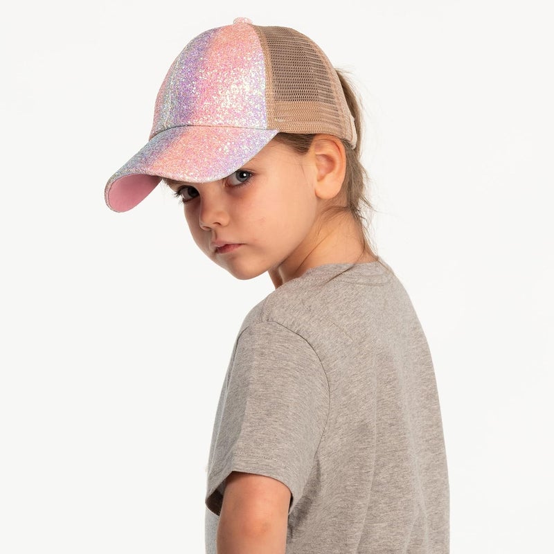 Cc Ponycap Messy High Bun Ponytail Adjustable Glitter Mesh Trucker Baseball Cap - Image 3