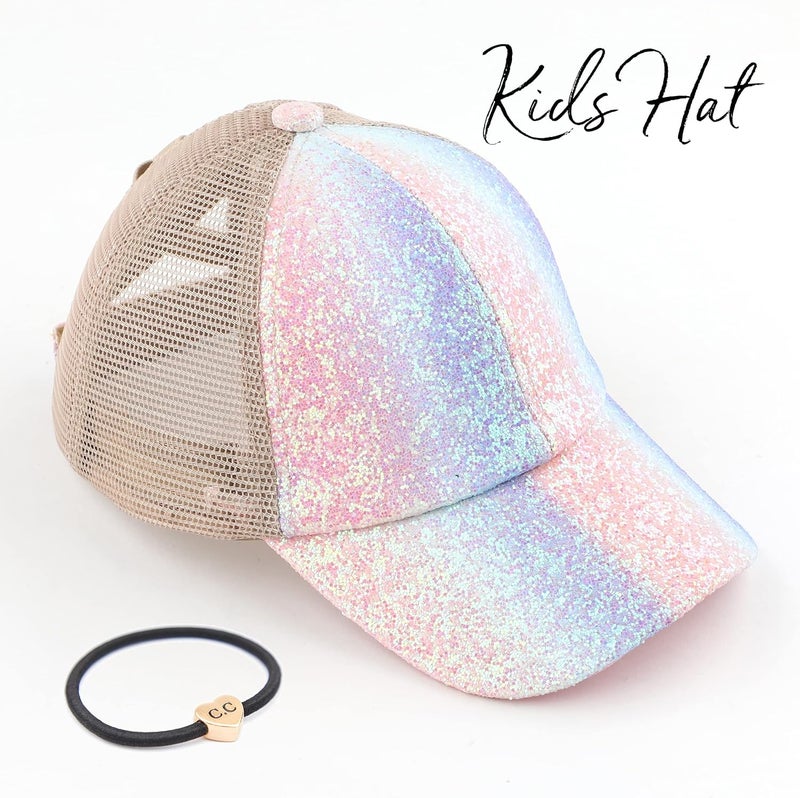 Cc Ponycap Messy High Bun Ponytail Adjustable Glitter Mesh Trucker Baseball Cap - Image 2