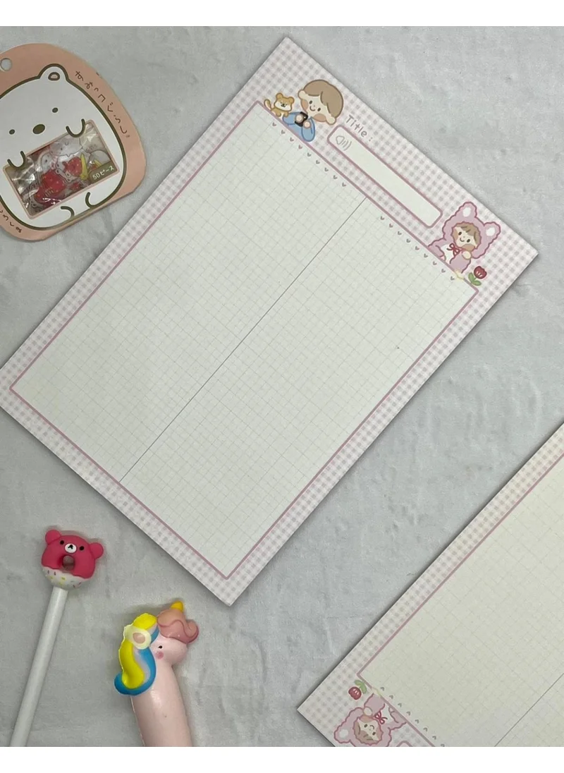 Kağıt Gemi Dükkan Paper Ship Shop Cute Kids Pink Checkered B5 Notepad/Scrapbook/Planner/Notebook/Bullet Journal
