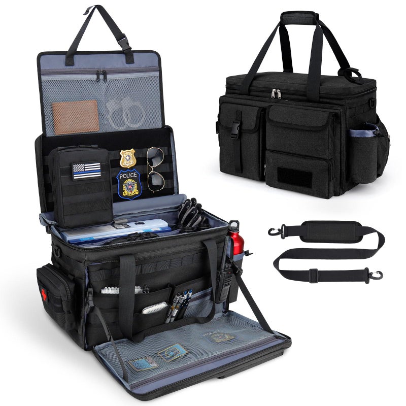 GDNasist Patrol Bag Law Enforcement Police Gear Bag, Car Front Seat Organizer Tactical Officer Duty Bags, Police Car Accessories for Passenger Seat, Multiple Compartment Molle Webbing Removable Shoulder Strap - Image 1