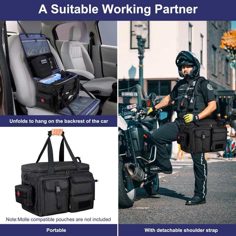 GDNasist Patrol Bag Law Enforcement Police Gear Bag, Car Front Seat Organizer Tactical Officer Duty Bags, Police Car Accessories for Passenger Seat, Multiple Compartment Molle Webbing Removable Shoulder Strap - Image 5