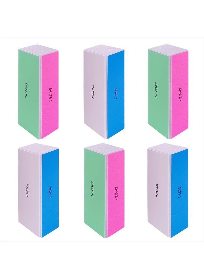 GigaGround 4 Way Nail Buffer Block (6 pcs), Nail Shine Buffers Blocks Files for Natural and Acrylic Nails Smoother Buffing Block Polisher Fingernail File Buffer 120/240/600/3000 Grit for Buffing Shinning - Image 1