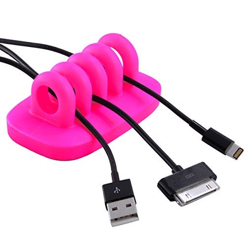 JacobsParts Cable Clip Holder Weighted Desktop Cord Management Fixture (Pink) - Image 1