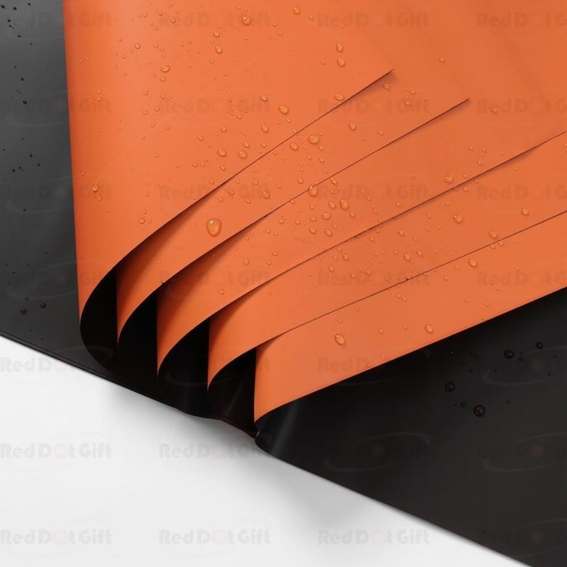 Red Dot Gift REDDOTGIFT Pack of 20 Sheets Gift Wrapping Paper 57x57cm, Double Face Flower Wrap Paper Waterproof Floral Bouquet Packing Paper DIY Craft Gift Packing (29# BLACK + ORANGE) - Image 4