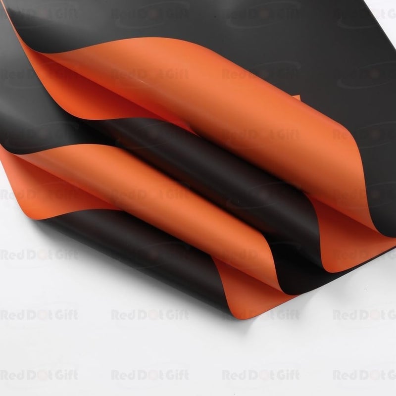 Red Dot Gift REDDOTGIFT Pack of 20 Sheets Gift Wrapping Paper 57x57cm, Double Face Flower Wrap Paper Waterproof Floral Bouquet Packing Paper DIY Craft Gift Packing (29# BLACK + ORANGE) - Image 3