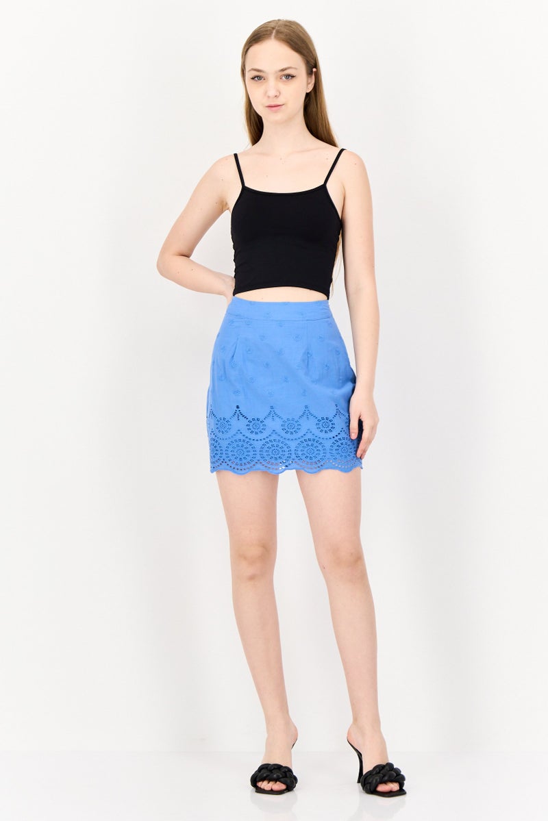 ONLY Women Textured Pull On Mini Skirts, Dusty Blue  - Image 4