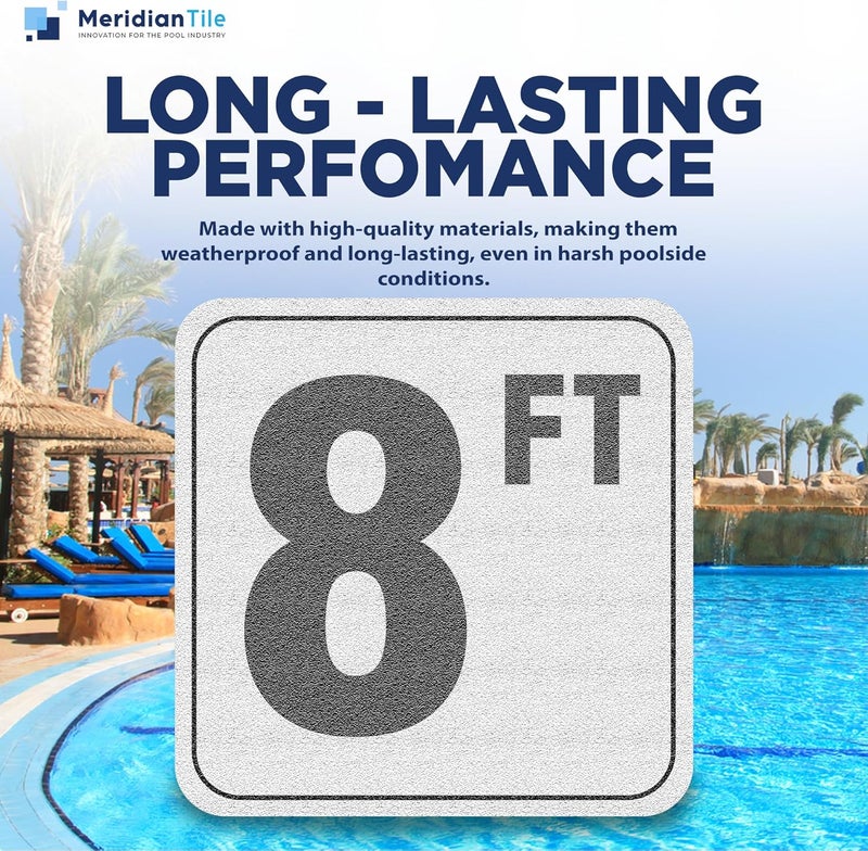 Aquatic Custom Tile , 8FT Pool Depth Markers, 6x6 Inches Vinyl Pool Stickers, Swimming Pool Number Markers, Pool Safety Signage, Adhesive Pool Depth Markers Stickers for Decks, Made in USA (Pack of 2) - Image 3
