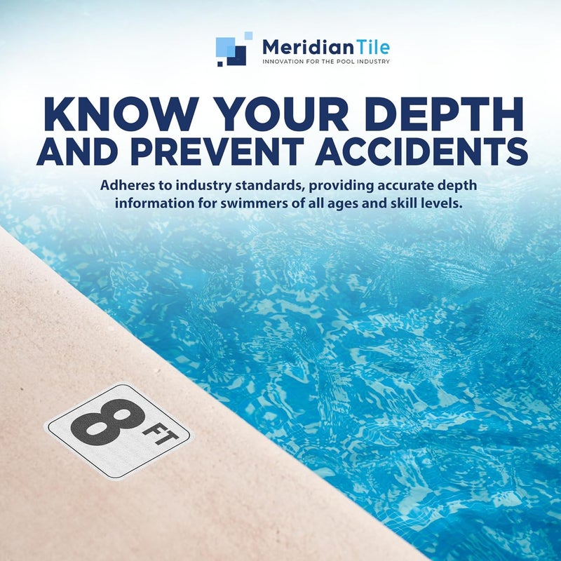 Aquatic Custom Tile , 8FT Pool Depth Markers, 6x6 Inches Vinyl Pool Stickers, Swimming Pool Number Markers, Pool Safety Signage, Adhesive Pool Depth Markers Stickers for Decks, Made in USA (Pack of 2) - Image 5