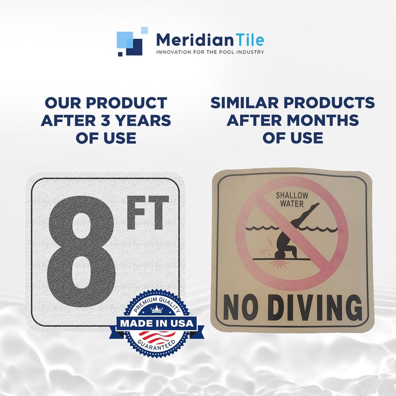 Aquatic Custom Tile , 8FT Pool Depth Markers, 6x6 Inches Vinyl Pool Stickers, Swimming Pool Number Markers, Pool Safety Signage, Adhesive Pool Depth Markers Stickers for Decks, Made in USA (Pack of 2) - Image 4