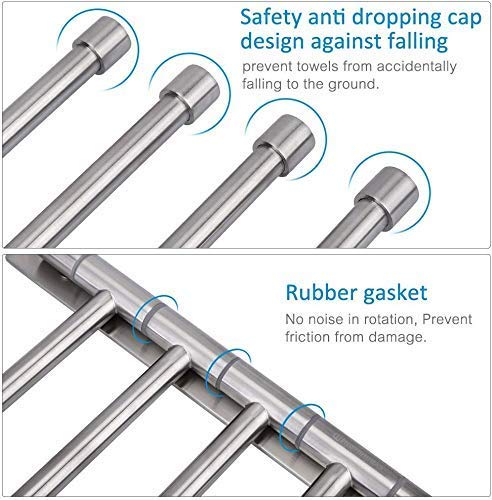 Filox Multiuse Stainless Steel Towel Rack for Bathroom, Wash Bashing and Kitchen Bathroom Accessories (4 Arm) - Image 3