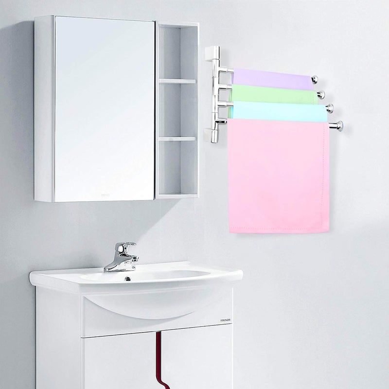 Filox Multiuse Stainless Steel Towel Rack for Bathroom, Wash Bashing and Kitchen Bathroom Accessories (4 Arm) - Image 2