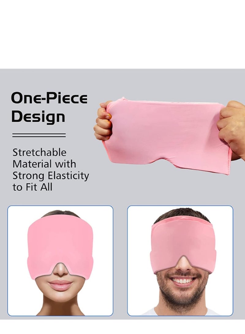 بلان A غطاء رأس مرن لتخفيف الصداع النصفي والتوتر، وسادة تبريد وتدفئة لآلام الصداع والتورم والجيوب الأنفية والإجهاد، غطاء جل ثلجي قابل لإعادة الاستخدام بمقاس واحد يناسب الجميع من بلان ايه (وردي) - Image 5