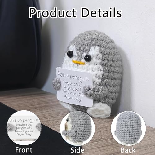 Zytiqt Crochet Penguin Soft Toy, Handmade Desk Decor and Gift for Women, Cute Penguins Plush for Home and Office, 3 Inch Yarn Penguin Doll - Image 3
