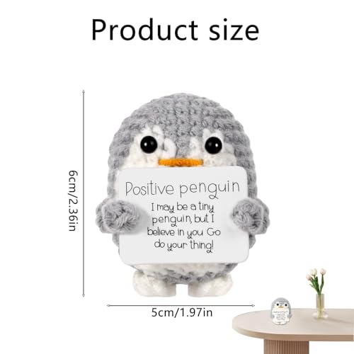 Zytiqt Crochet Penguin Soft Toy, Handmade Desk Decor and Gift for Women, Cute Penguins Plush for Home and Office, 3 Inch Yarn Penguin Doll - Image 2