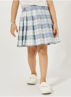 Styli Checked Pleated Preppy Skirt  - Image 1
