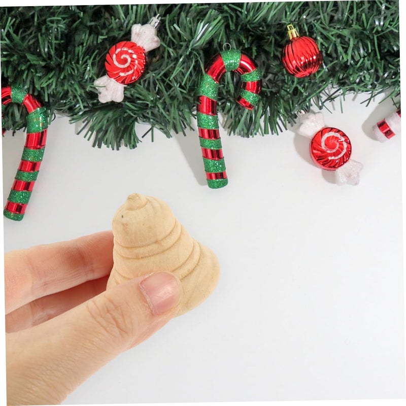 Healifty 10Pcs Blank Wooden Christmas Ornaments DIY Unfinished Wood Craft Acorns for Painting and Drawing Natural Xmas Decor Pendants for Holiday Home and Craft Projects - Image 3